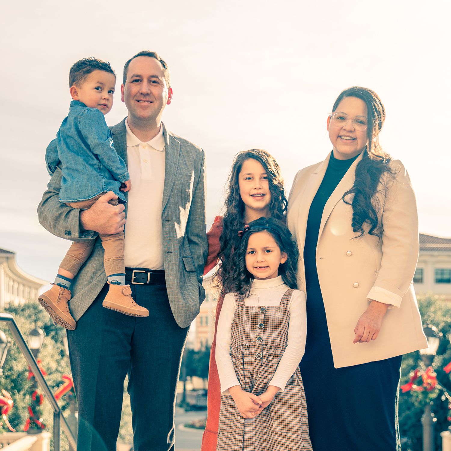 Charlie and Crystal Moore, lead pastors, with their family